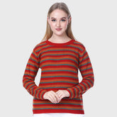 Women's Multicolor Striped Full Sleeve Winter Sweater