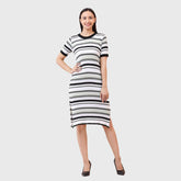 Women's Striped Bodycon Knitted Short Dress