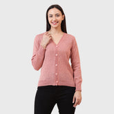 Women's Winter Woolen V-Neck Cardigan - Full Sleeves Buttoned Sweater for Ladies
