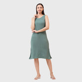 Women's Sleeveless Round Neck Slim Fit Bodycon Dress - Soft Ribbed Knit Fabric