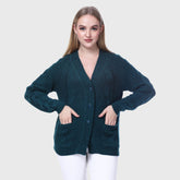 Women's Knitted Cardigan- Warm - Soft Cozy Button-Down Cardigan for Casual Wear