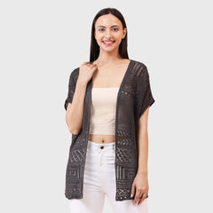 Women’s Short Sleeve Front Open Crochet Shrug