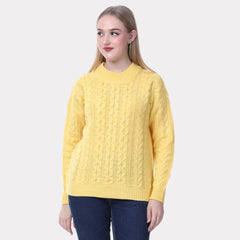 Women's Cable Knit Sweater – Stylish Winter Pullover with Full Sleeves