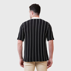 Cotton Half Sleeve Vertical Striped Shirt for Summer Beach Casual Wear Collared Shirt