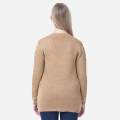 Button-Down Woolen Cardigan with Front Pockets