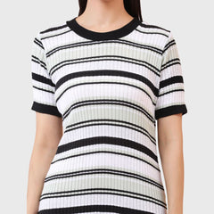 Women's Striped Bodycon Knitted Short Dress