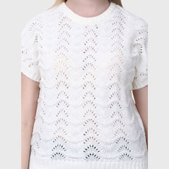 Women's Short Sleeve Sweater Top- Lightweight Knitted Summer Pullover