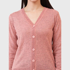 Women's Winter Woolen V-Neck Cardigan - Full Sleeves Buttoned Sweater for Ladies