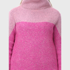 Women’s Colorful Striped Winter Sweater- Soft Woolen Knit Pullover