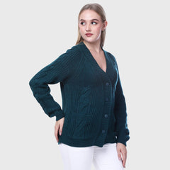 Women's Knitted Cardigan- Warm - Soft Cozy Button-Down Cardigan for Casual Wear