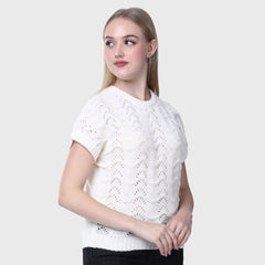Women's Short Sleeve Sweater Top- Lightweight Knitted Summer Pullover