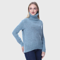 Women's Solid Pattern Turtleneck Soft Knit Pullover Sweater Ideal for Daily Use