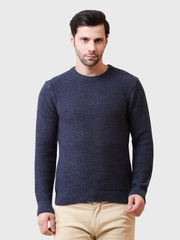 Men’s Solid Acrylic Pullover Sweater – Crew Neck, Regular Fit
