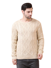Men’s Cable Knit Acrylic Pullover Sweater – Classic Crew Neck, Regular Fit