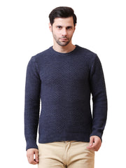 Men’s Solid Acrylic Pullover Sweater – Crew Neck, Regular Fit