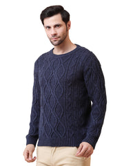 Men’s Cable Knit Acrylic Pullover Sweater – Classic Crew Neck, Regular Fit