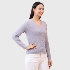 Women's V-Neck Full Sleeve Buttoned Cardigan - Stylish Light Knitwear