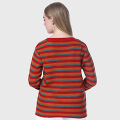 Women's Multicolor Striped Full Sleeve Winter Sweater