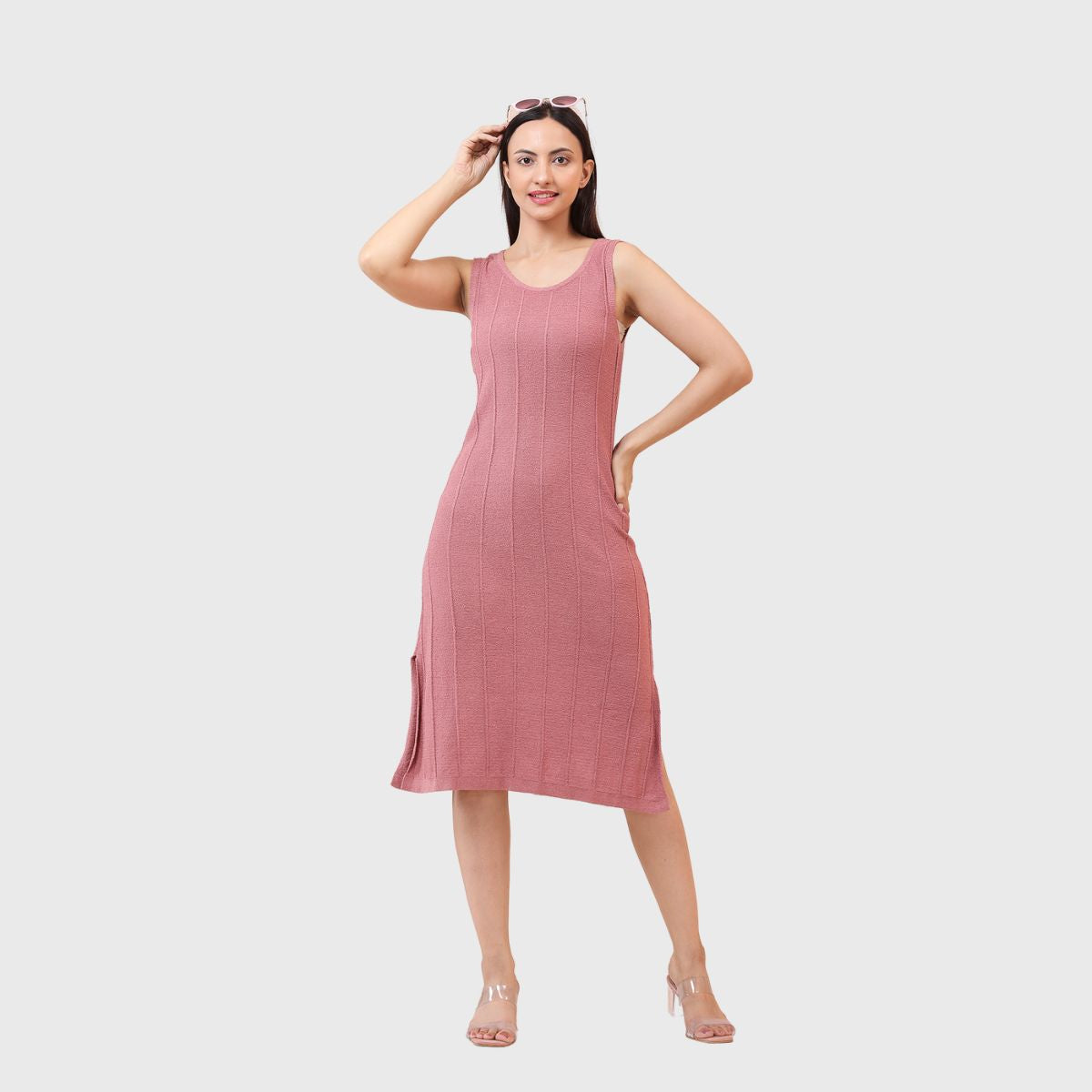 Women's Sleeveless Round Neck Slim Fit Bodycon Dress - Soft Ribbed Kni noquo.in Women's Sleeveless Round Neck Slim Fit Bodycon Dress - Soft Ribbed Kni noquo.in
