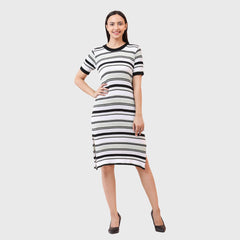 Women's Striped Bodycon Knitted Short Dress