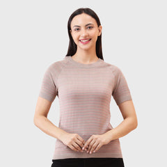 Women's Soft Cotton Blend Regular Fit Solid Pattern Round Neck T-Shirt
