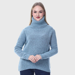 Women's Solid Pattern Turtleneck Soft Knit Pullover Sweater Ideal for Daily Use