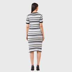 Women's Striped Bodycon Knitted Short Dress