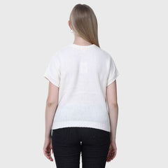 Women's Short Sleeve Sweater Top- Lightweight Knitted Summer Pullover