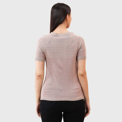 Women's Soft Cotton Blend Regular Fit Solid Pattern Round Neck T-Shirt