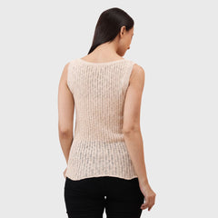 Women’s Sleeveless Ribbed Knit Button Down Soft Cotton Blend Tank Top
