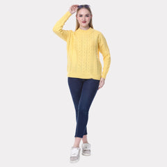 Women's Cable Knit Sweater – Stylish Winter Pullover with Full Sleeves
