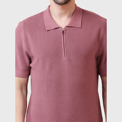 Men's Cotton T-Shirt - Half Sleeve Tee with Zip Detail- Lightweight and Breathable Fabric