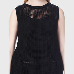 Women's Handcrafted Crochet Knit Cover-Up Dress – Sleeveless Beachwear