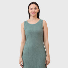 Women's Sleeveless Round Neck Slim Fit Bodycon Dress - Soft Ribbed Knit Fabric