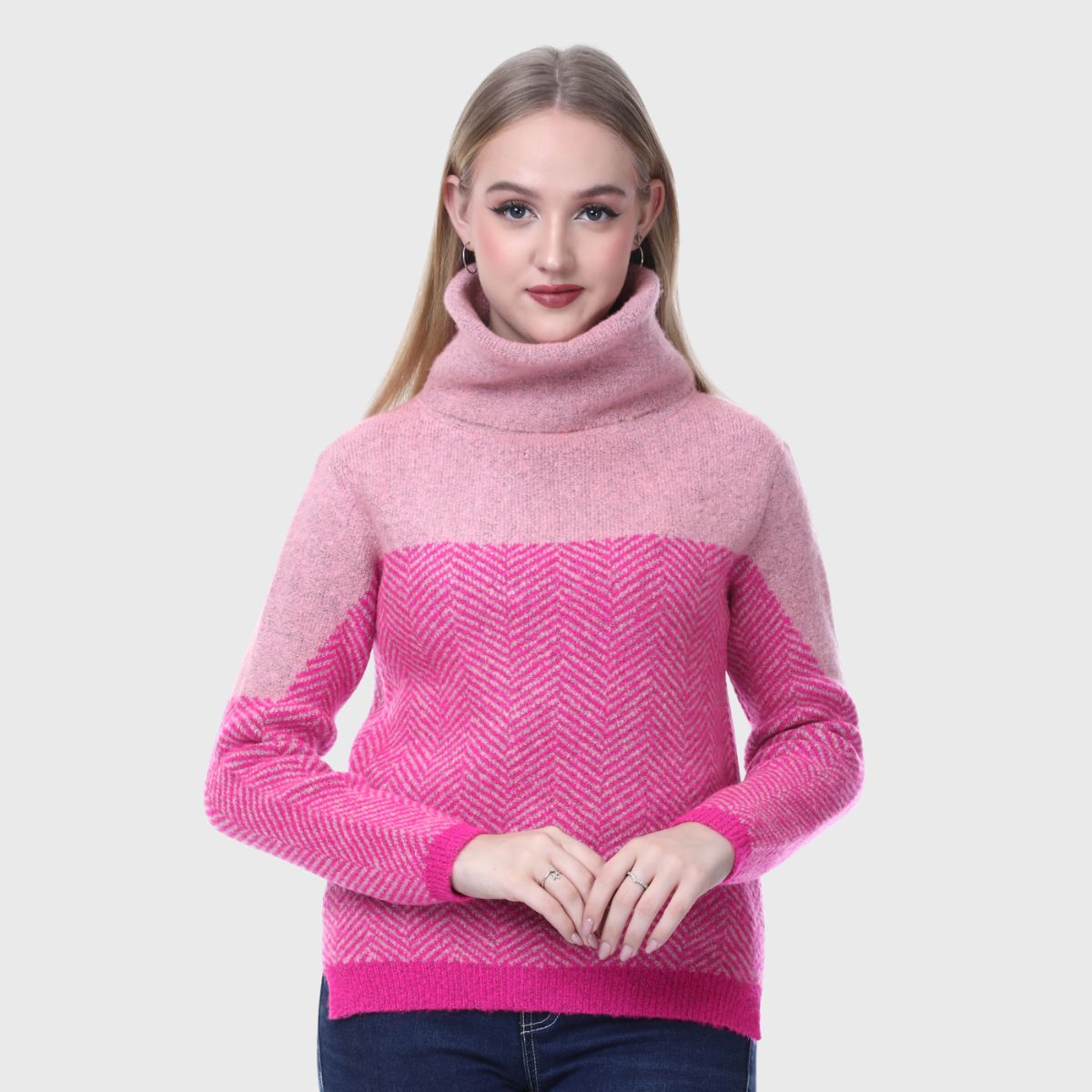 Women’s Colorful Striped Winter Sweater- Soft Woolen Knit Pullover