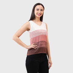 Women's Sleeveless Knitted V-Neck Lightweight Summer Tank Top - Soft Stretchable Fabric