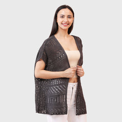 Women’s Short Sleeve Front Open Crochet Shrug