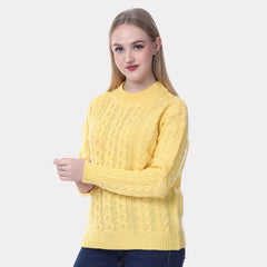 Women's Cable Knit Sweater – Stylish Winter Pullover with Full Sleeves