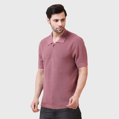 Men's Cotton T-Shirt - Half Sleeve Tee with Zip Detail- Lightweight and Breathable Fabric