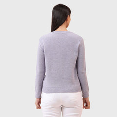 Women's V-Neck Full Sleeve Buttoned Cardigan - Stylish Light Knitwear