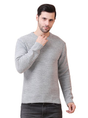 Men’s Solid Acrylic Pullover Sweater – Crew Neck, Regular Fit